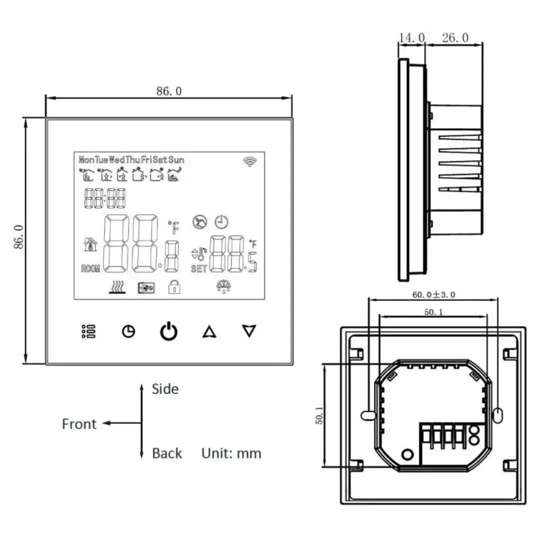 Touchscreen Smart Thermostat Zigbee Electric Underfloor Ceiling Heating Google Alexa 16A