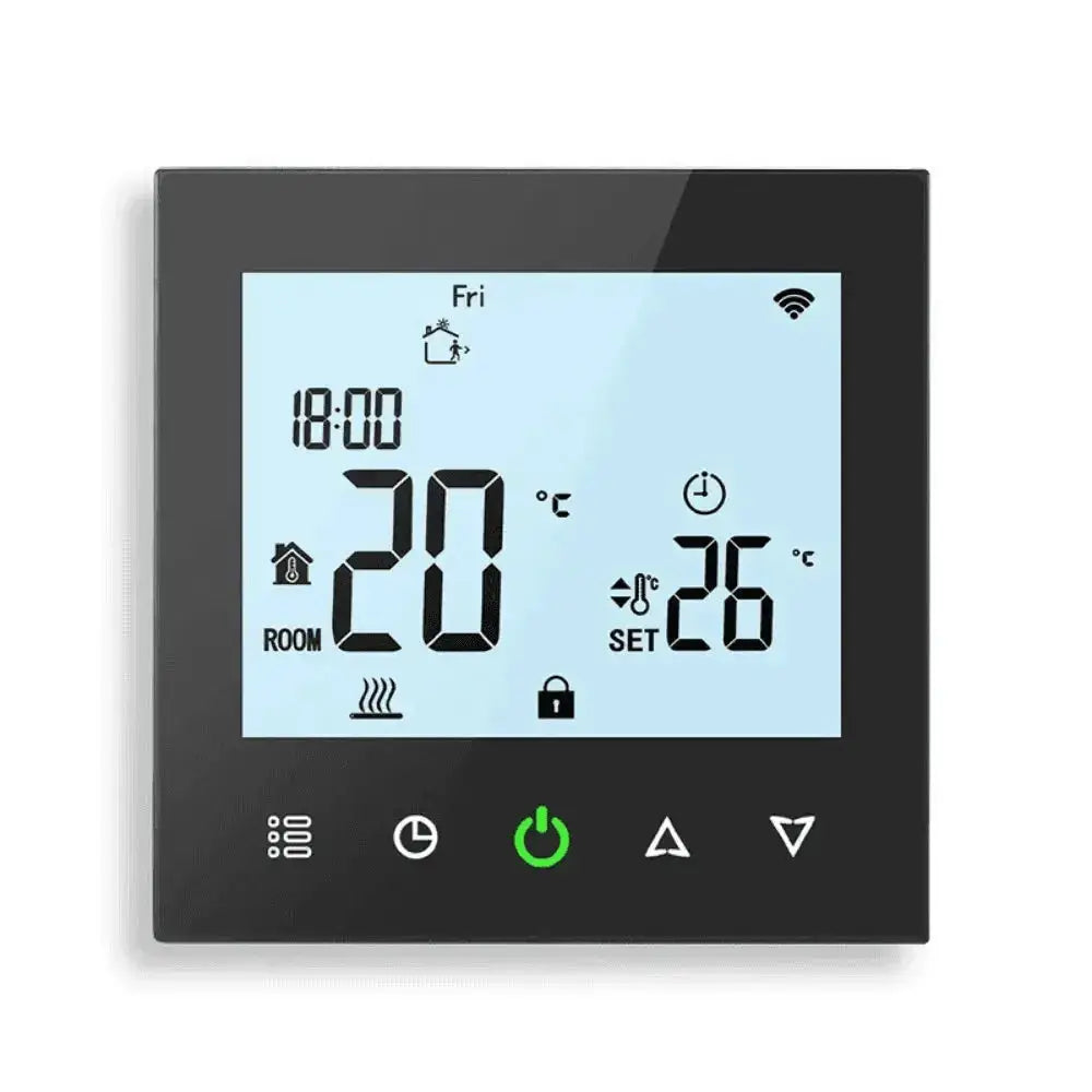 Touchscreen Smart Thermostat Zigbee Electric Underfloor Ceiling Heating Google Alexa 16A Colour: Black