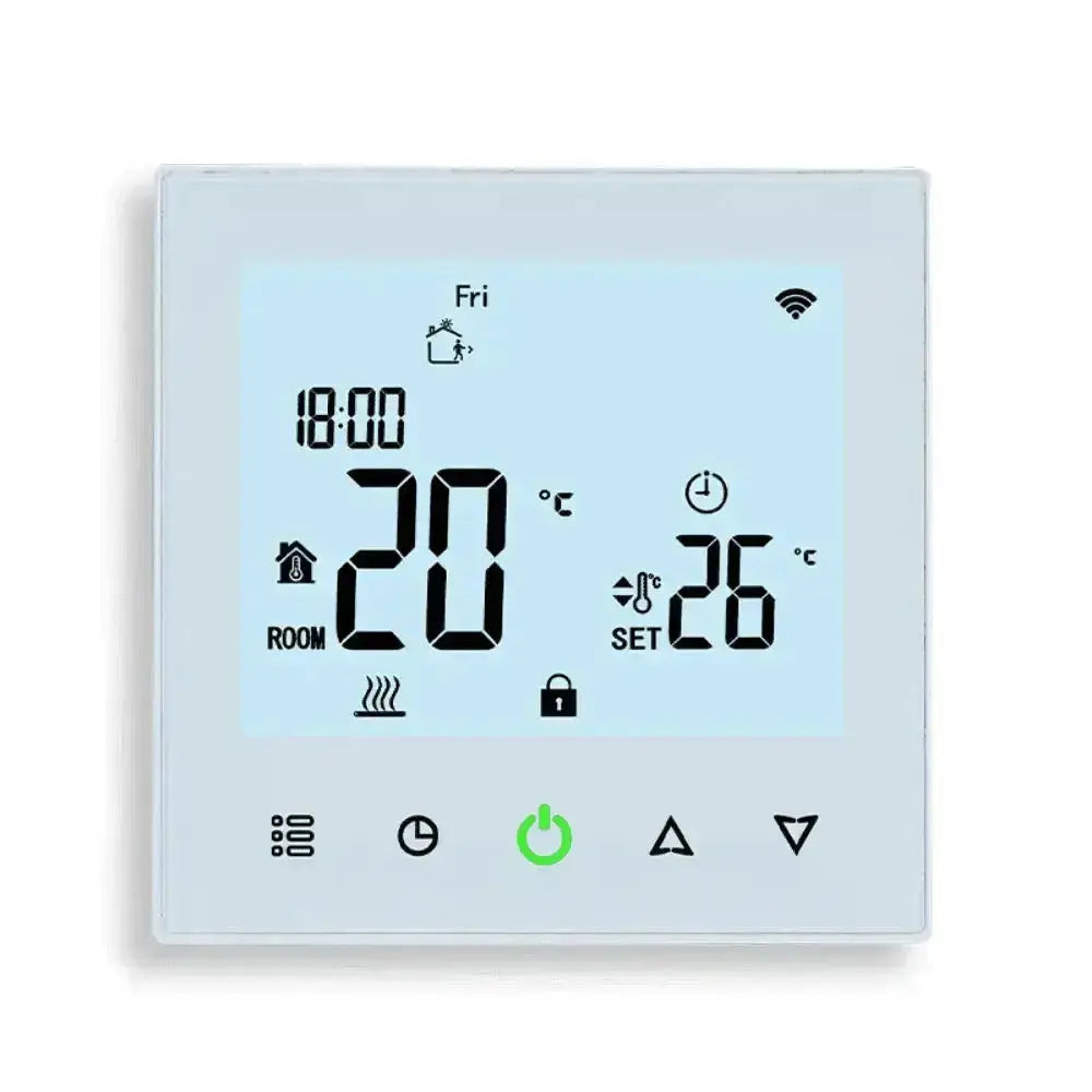 Touchscreen Smart Thermostat Zigbee Electric Underfloor Ceiling Heating Google Alexa 16A Colour: White