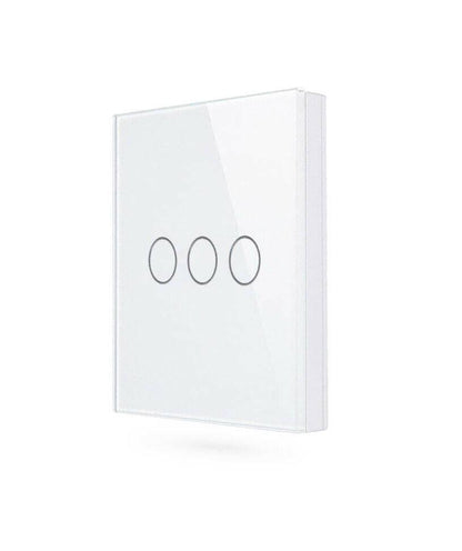 Modern white 3 Gang Glass Smart Light Switch by iHelios Living Reinvented