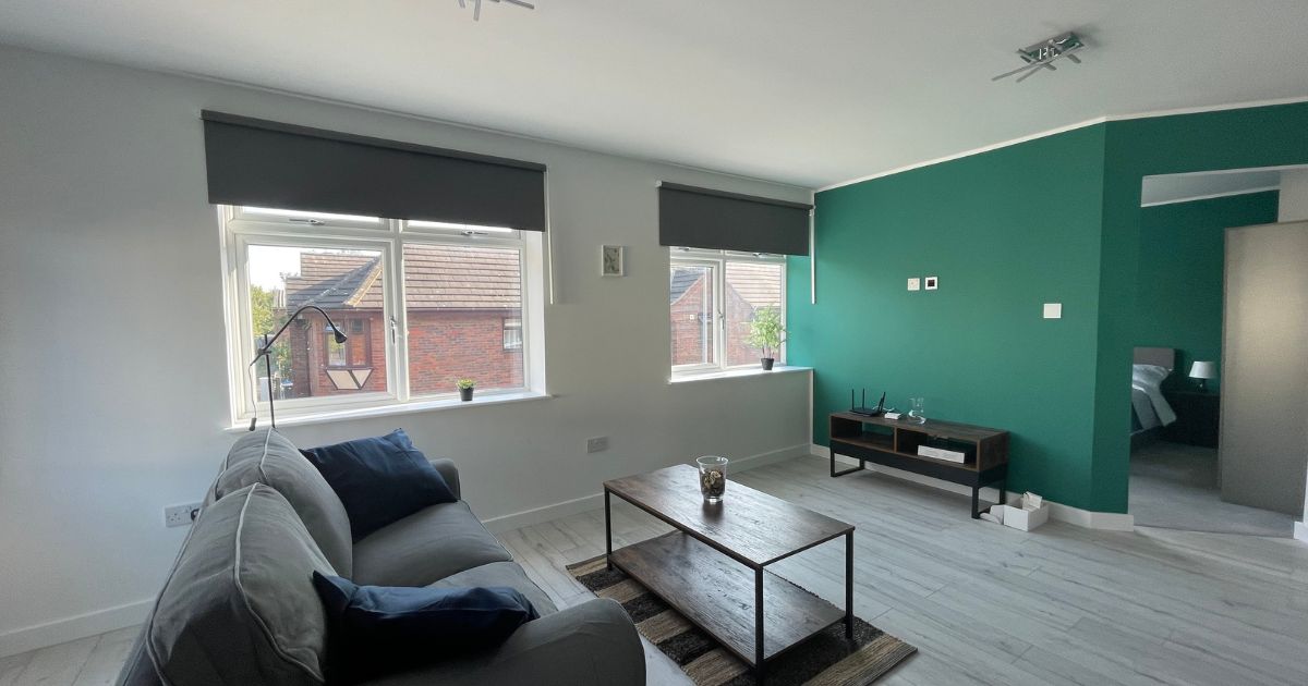 living room with iHelios ceiling heating