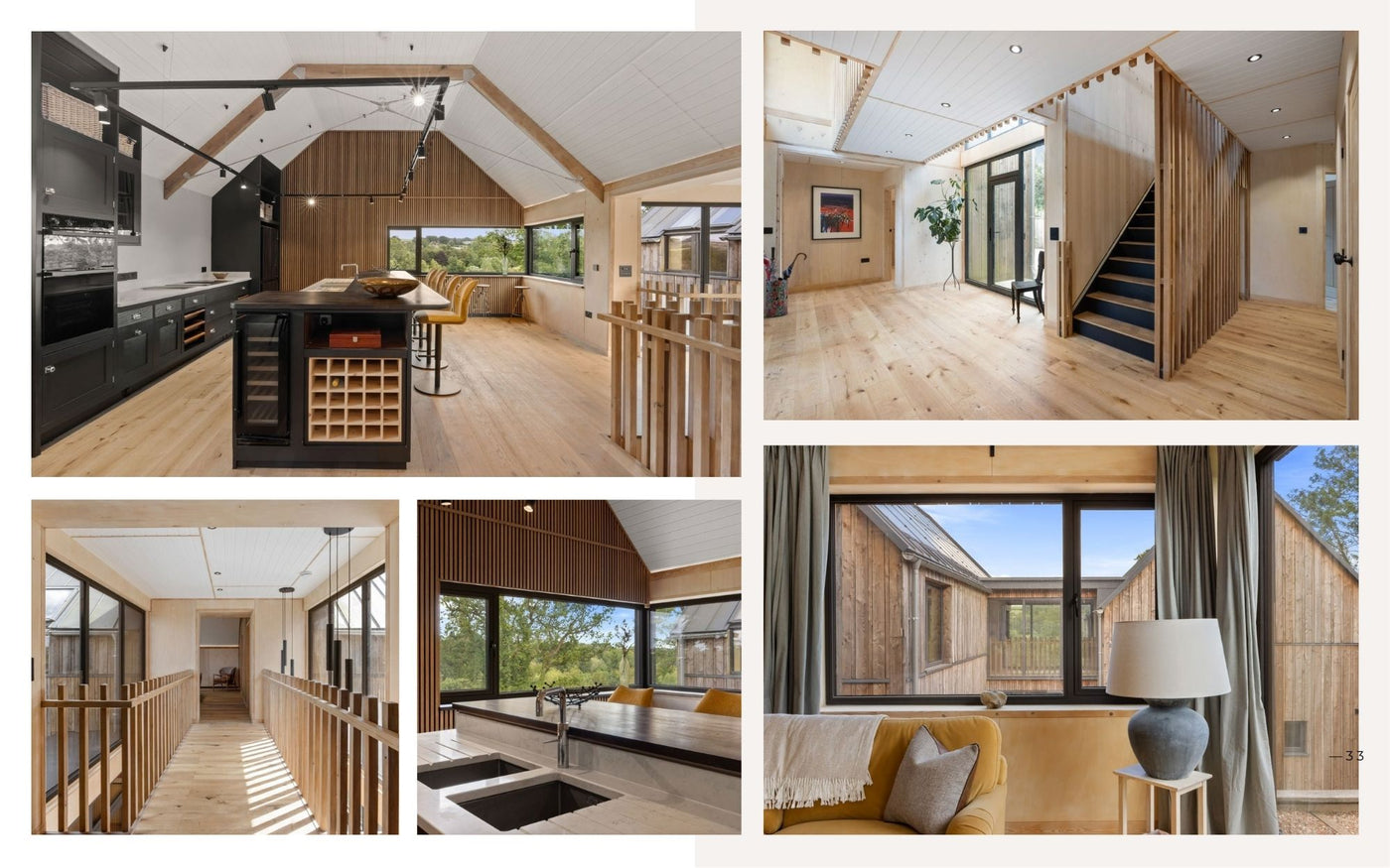 Modern radiator-free interior at White Hill Barn using invisible iHelios ceiling infrared heating.