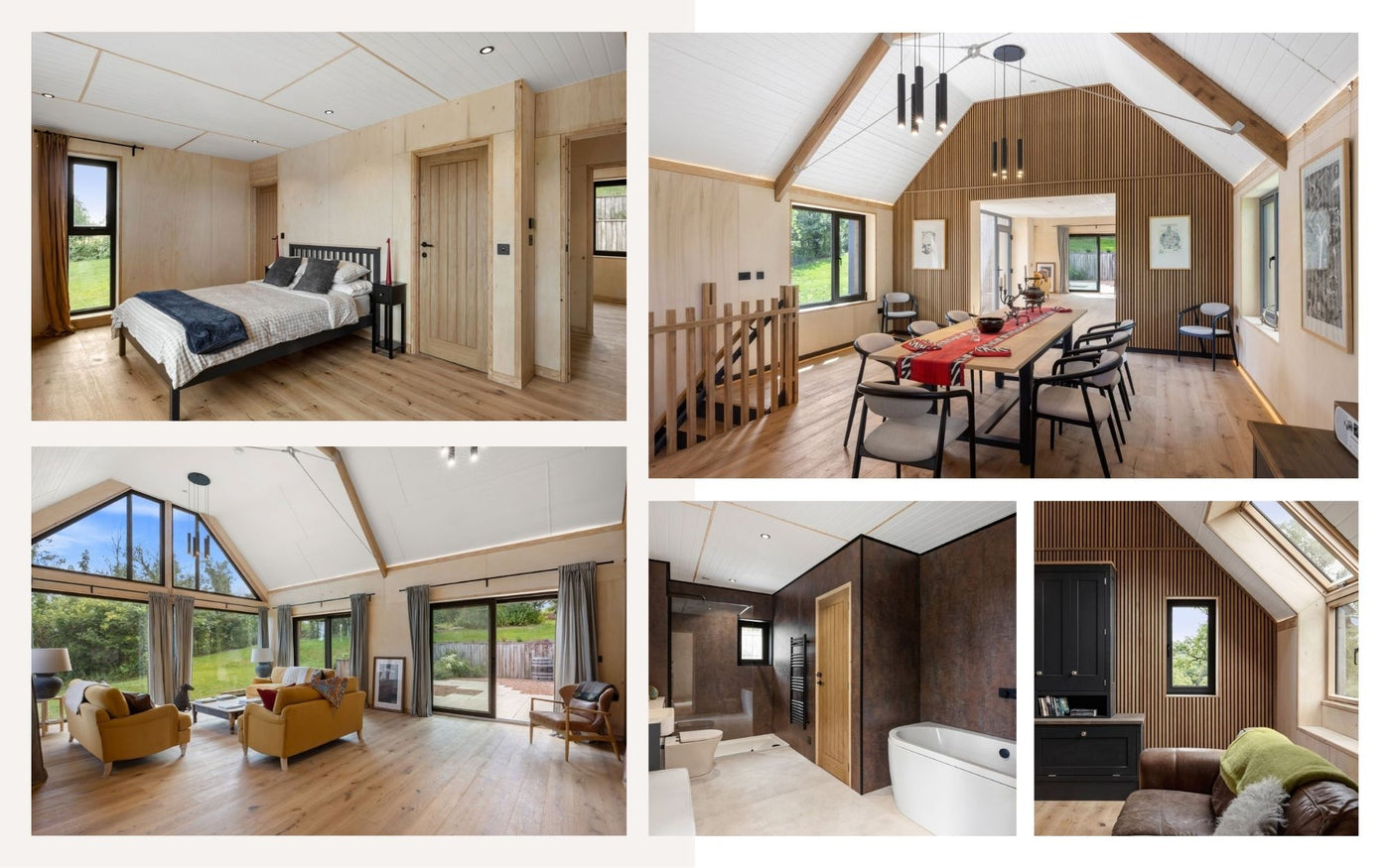 Modern radiator-free interior using invisible iHelios ceiling infrared heating.