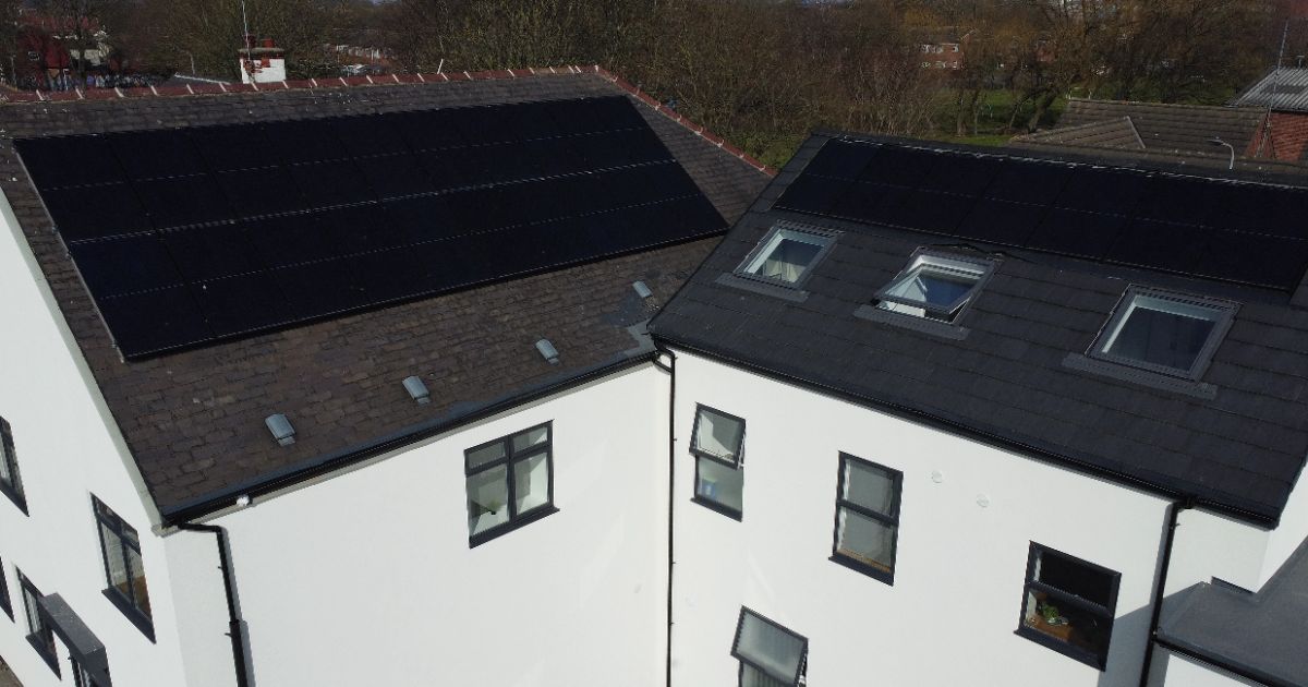 Solar PV system installed on a mixed-use residential and office conversion.