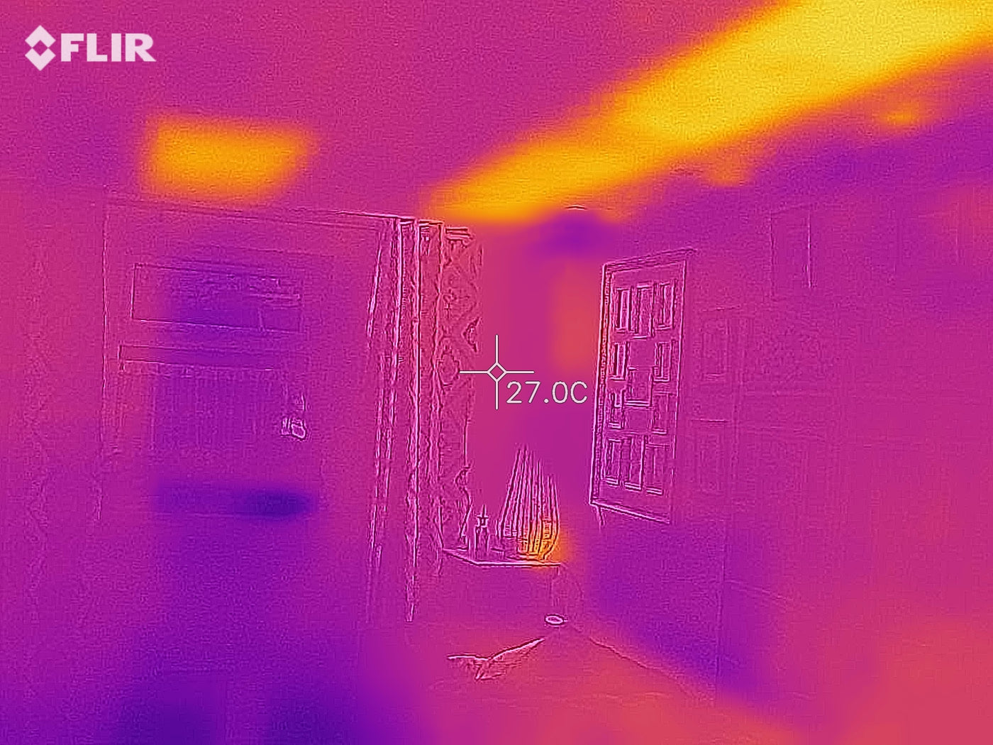 Infrared camera image showing iHelios infrared heating film